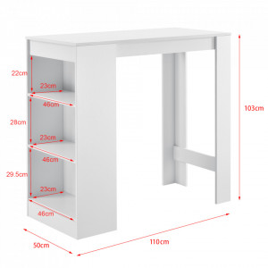 Masa-Bar elegant cu rafturi pentru bauturi Bristol, 110 x 50 x 103 cm, PAL, alb - P66800604 - Img 3