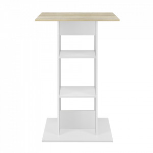 Masa bar Visby A, 70 x 70 x 110cm, PAL melaminat, alb/culoarea stejarului cu 3 rafturi - P69369745 - Img 3