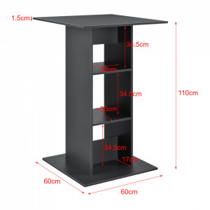 Masa bar Visby G, 70 x 70 x 110cm, PAL melaminat, gri inchis, cu 3 rafturi - P69369744 - Img 2