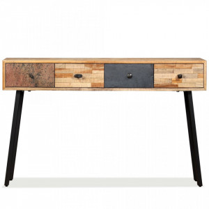 Masa consola Lemn masiv de tec reciclat 120x30x76 cm - V245403V - Img 3