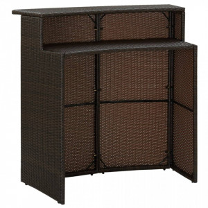 Masă de bar de grădină, maro, 120x55x110 cm, poliratan - V313467V - Img 3