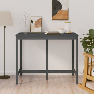 Masă de bar, gri, 140x80x110 cm, lemn masiv de pin - V822159V - Img 2