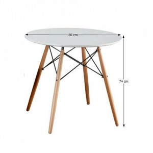 Masă de bucătărie, albă/fag, diametru 80 cm - TP228379 - Img 10