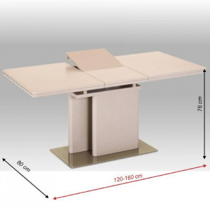 Masă de bucătărie extensibilă, capuccino lucios, 120-160x80 cm - TP253745 - Img 2