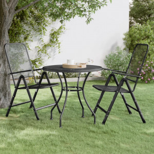 Masă de grădină antracit Ø80x72 cm plasă metalică expandată - V317343V - Img 2