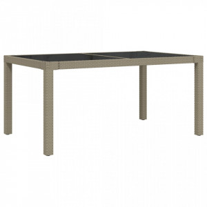 Masă de grădină bej 150x90x75 cm sticlă securizată & poliratan - V316710V