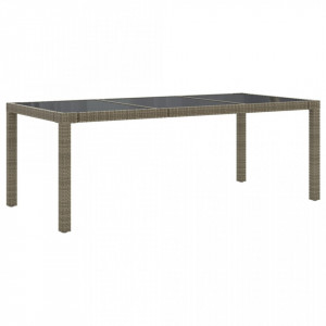 Masă de grădină,gri,190x90x75cm sticlă securizată și poliratan - V316715V