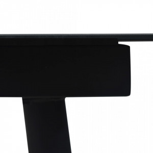Masă de grădină, negru, 150 x 80 x 74 cm, oțel și sticlă - V312158V - Img 3