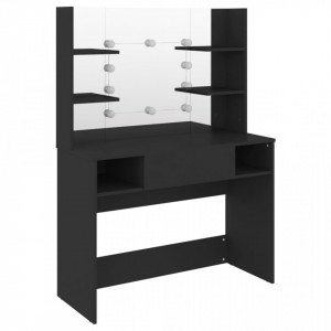 Masă machiaj cu lumini LED, negru, 100x40x135 cm , MDF - V331540V - Img 1