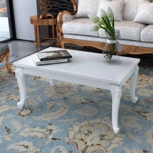Masuta de cafea din fibra de sticla lucioasa 100x60x42 cm alba - V243380V