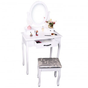 Măsuţă de toaletă cu scaun, alb, 72 cm - TP228273 - Img 2