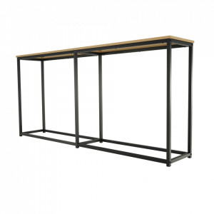 Măsuţă, masă tip consolă în stil industrial, stejar și negru, 160x30x75 cm - TP281267 - Img 15