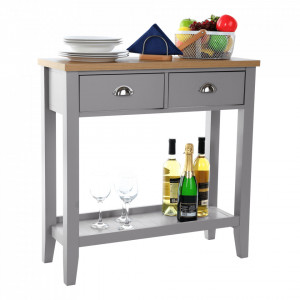 Măsuţă, masă tip consolă nuc și gri 80x30x80 cm - TP280949 - Img 19