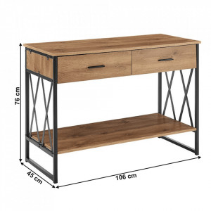 Măsuţă, masă tip consolă stejar și negru, 106x45x76 cm - TP300388 - Img 2