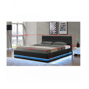 Mat matrimonial cu LED, 180x200 cm, negru - TP242650 - Img 3