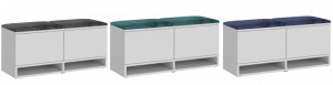 MBBAA1 - Banca, bancuta, 100x37x50 cm, pantofar pentru Hol, pantofi, depozitare - Alb cu tapiterie Gri / Verde / Albastra - Img 2