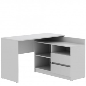 MBBIA4 - Birou pe colt, stanga/dreapta, 120/ x 105 x 75 cm, masa de calculator cu 2 sertare, office - Alb - Img 5