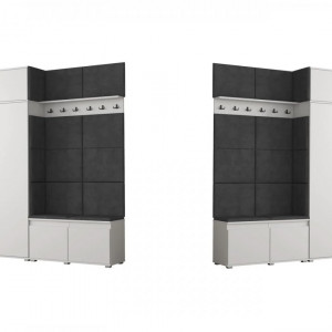 MBCUIS3 - Set Cuier hol, 154x37x214 cm - 6 agatatori haine, hol, pantofar - Sonoma cu tapiterie Gri / Verde / Albastra - Img 5
