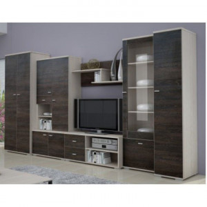 Mobilier living, culoarea frasin și stejar american, 370x51x199 cm - TP2025047