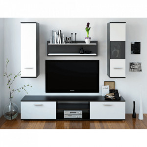 Mobilier pentru living, negru și alb, 188x30x165 cm - TP190432 - Img 6
