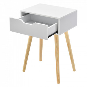 Noptiera Ostersund, 60 x 40 x 29,5 cm, PAL/PVC, alb, cu 1 sertar - P73606251 - Img 3