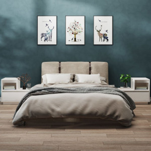 Noptiere, 2 buc., alb, 60x34x51 cm, lemn masiv de pin - V814377V - Img 2