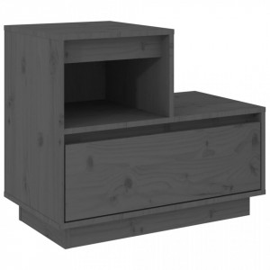 Noptiere, 2 buc., gri, 60x34x51 cm, lemn masiv de pin - V814379V - Img 3