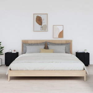 Noptiere, 2 buc., negru, 40x34x45 cm, lemn masiv de pin - V818284V - Img 2