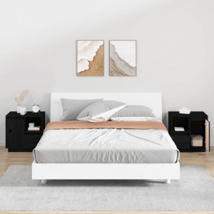 Noptiere, 2 buc., negru, 50x34x50 cm, lemn masiv de pin - V814488V - Img 2