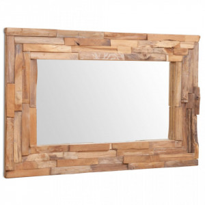Oglinda decorativa din lemn de tec, 90 x 60 cm, dreptunghiular - V244563V - Img 2
