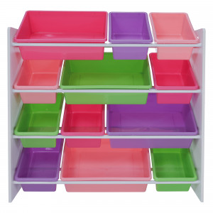 Organizator / raft pentru jucării, alb și multicolor - TP299191 - Img 6
