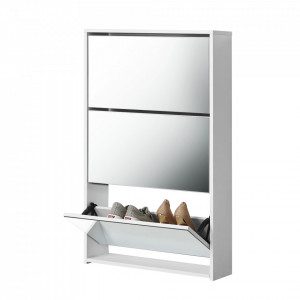 Pantofar alb cu 3 compartimente depozitare, 9 perechi pantofi, 102 x 63 x 17cm - P64003550 - Img 2