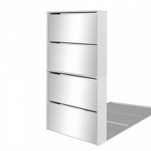 Pantofar cu 4 niveluri si oglinda, alb, 63 x 17 x 134 cm - V273936V - Img 2