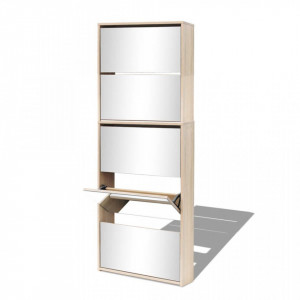 Pantofar cu 5 niveluri si oglinda, stejar, 63 x 17 x 169,5 cm - V273937V - Img 3