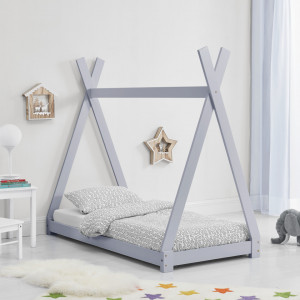 Pat copii, 168,5x86x150 cm, gri deschis - P67263874