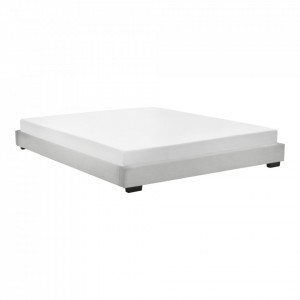 Pat tapitat modern cu saltea, 214 x 146 x 20,5 cm, alb, pentru 2 persoane - P67666368 - Img 6