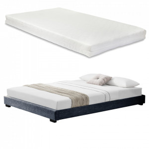 Pat tapitat modern cu saltea, 214 x 186 x 20 cm, gri inchis, pentru 2 persoane - P67666372 - Img 2