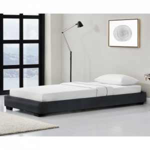 Pat tapitat modern imitatie piele, 214 x 96 x 20 cm, negru, pentru 1 persoana - P67234582 - Img 1