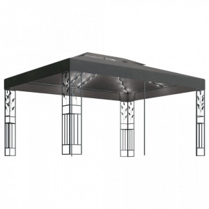 Pavilion cu acoperiș dublu&șiruri de lumini LED,antracit, 3x4 m - V3070299V