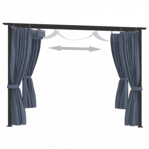 Pavilion cu draperii, antracit, 3 x 3 m, oțel - V48051V - Img 3