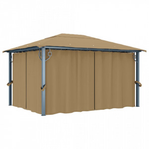 Pavilion cu perdele, gri taupe, 400 x 300 cm, aluminiu - V313894V - Img 2