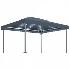 Pavilion cu perdele& lumini LED,antracit,400x300cm aluminiu - V3070352V