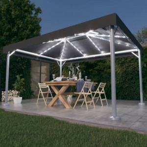 Pavilion cu perdele& lumini LED,antracit,400x300cm aluminiu - V3070352V - Img 2