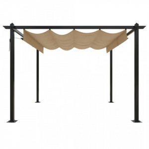 Pavilion de grădină, acoperiș retractabil, gri taupe, 3x3 m - V318536V - Img 3