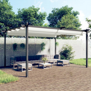 Pavilion grădină, acoperiș retractabil, crem, 4x3 m - V318537V - Img 2