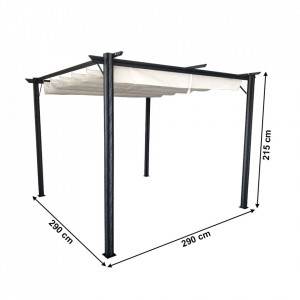Pergola cu acoperiş glisant, aluminiu, 290x290x215 cm - TP297576 - Img 6