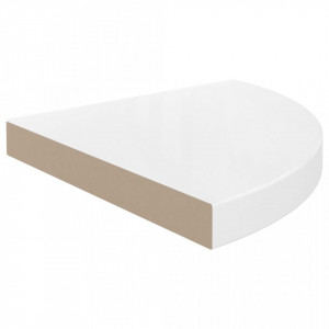 Raft coltar de perete, alb extralucios, 35x35x3,8 cm, MDF - V323907V - Img 4