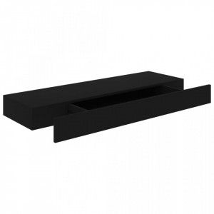 Raft de perete suspendat cu sertar, negru, 80 x 25 x 8 cm - V288206V - Img 4
