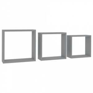 Rafturi cub de perete, 3 buc., gri, MDF - V323951V - Img 2