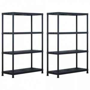 Rafturi de depozitare 2 buc. negru 90x40x138 cm plastic 220 kg - V276262V